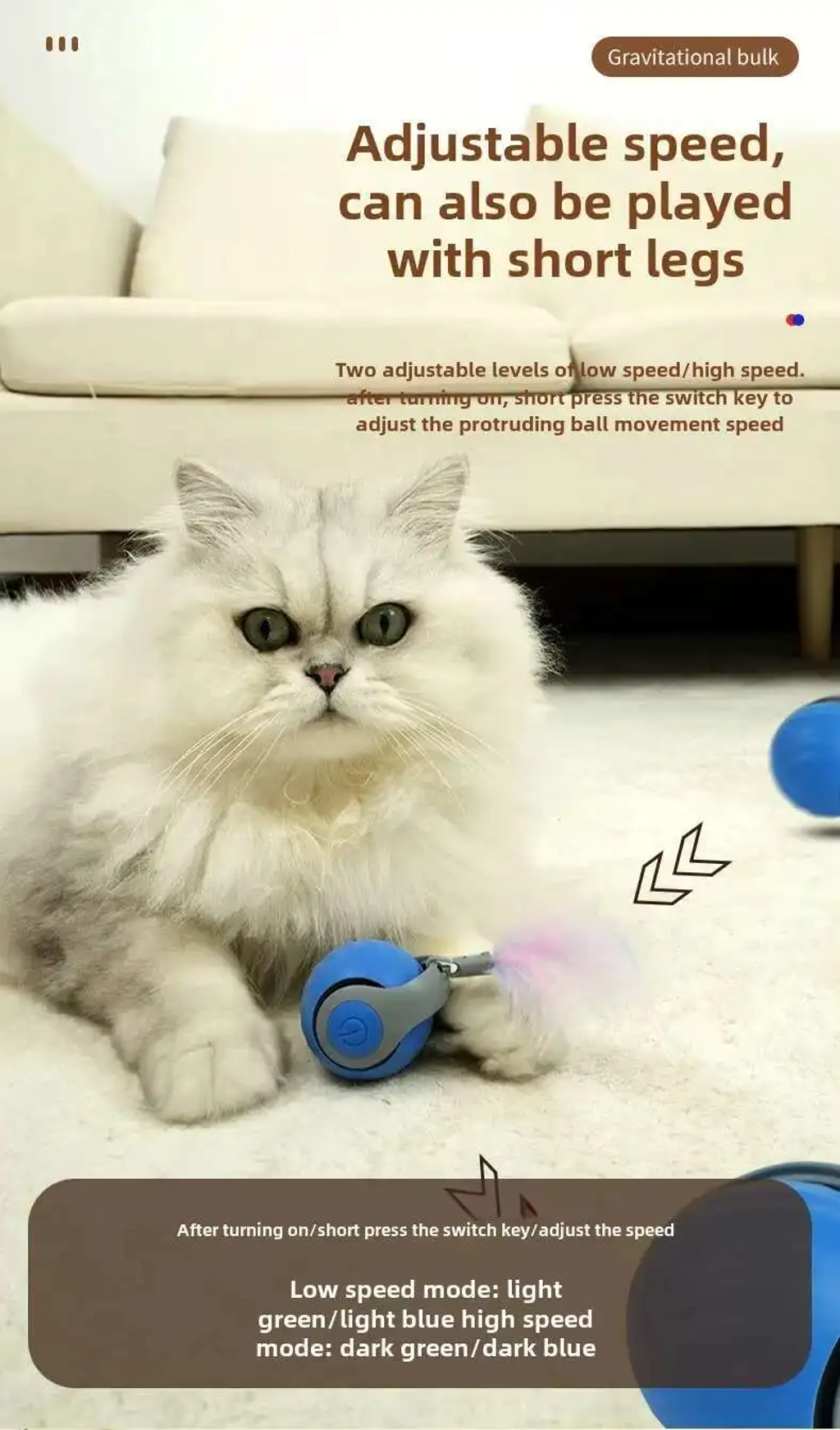 š„Big Saleš„ Speedy Tail 2.0 Interactive Cat Toys Ball with Tail Auto Smart Rolling Ball Toys for Pet Training Imitate Mouse
