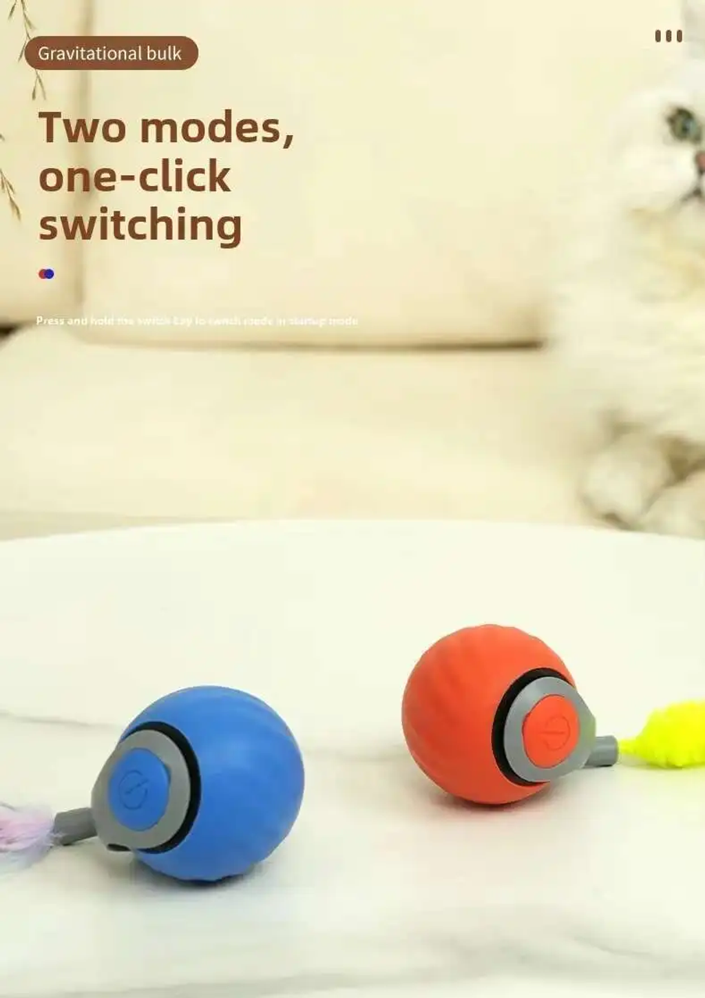 🔥Big Sale🔥 Speedy Tail 2.0 Interactive Cat Toys Ball with Tail Auto Smart Rolling Ball Toys for Pet Training Imitate Mouse