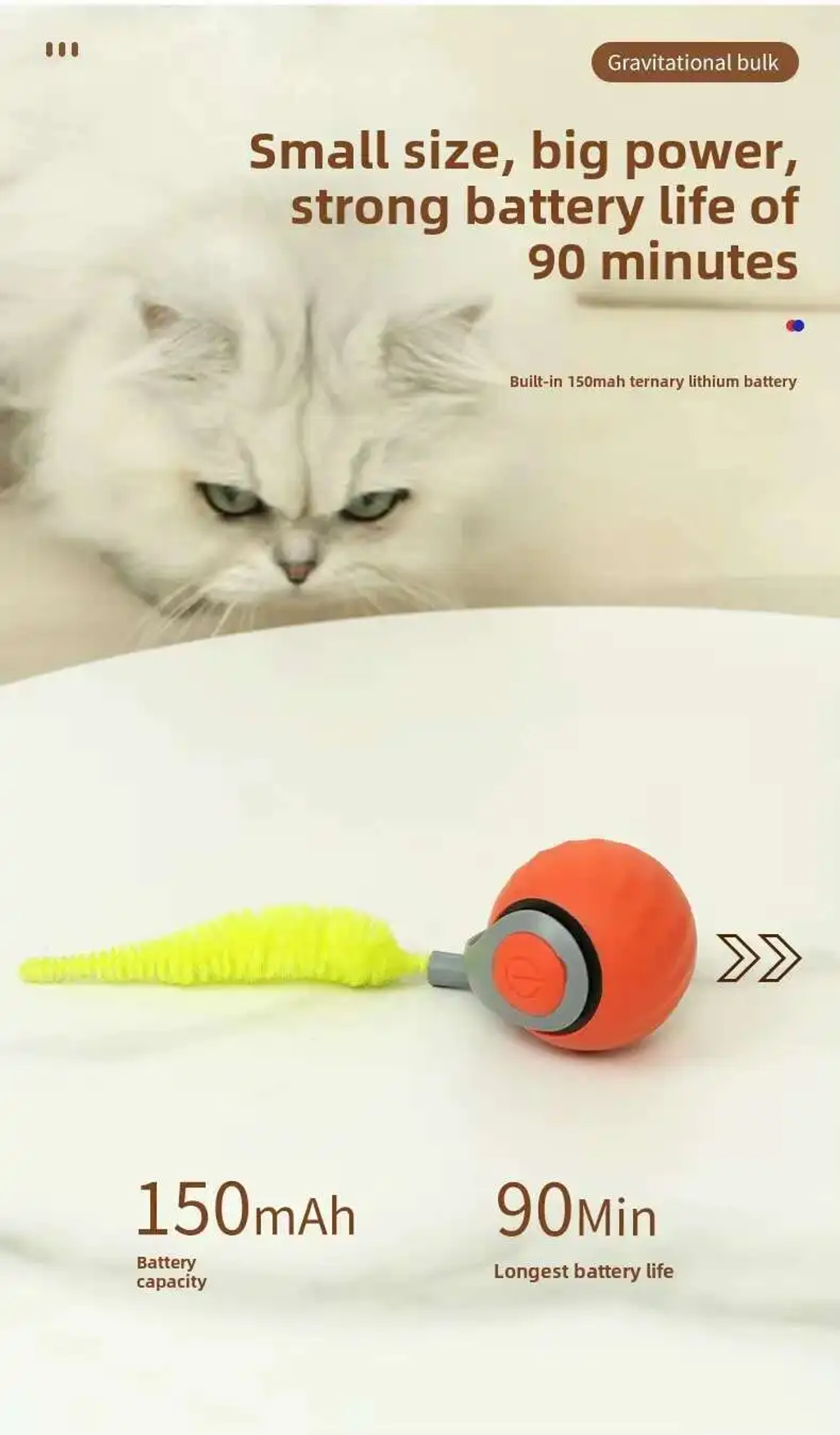 🔥Big Sale🔥 Speedy Tail 2.0 Interactive Cat Toys Ball with Tail Auto Smart Rolling Ball Toys for Pet Training Imitate Mouse