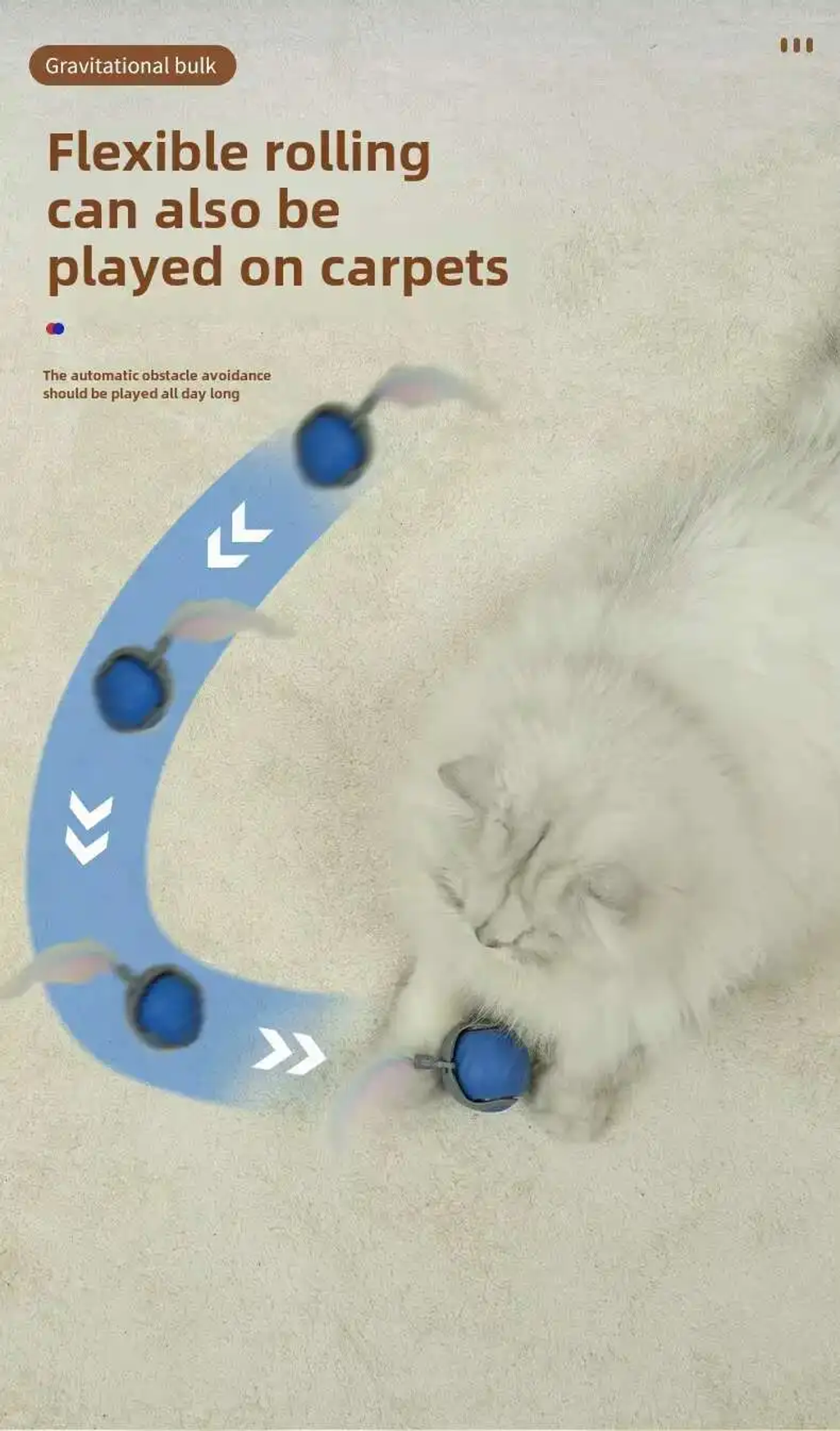 š„Big Saleš„ Speedy Tail 2.0 Interactive Cat Toys Ball with Tail Auto Smart Rolling Ball Toys for Pet Training Imitate Mouse